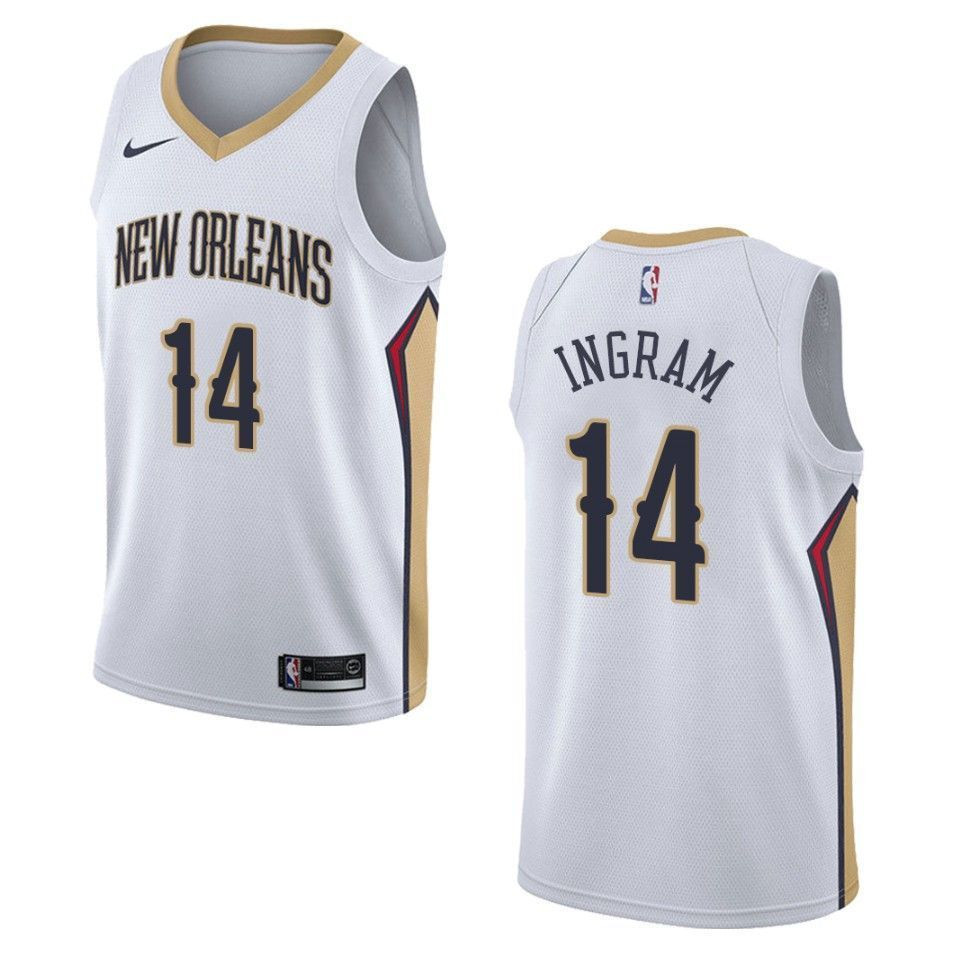Men's New Orleans Pelicans 14 Brandon Ingram Association Swingman Basketball Jersey - White - JS330 