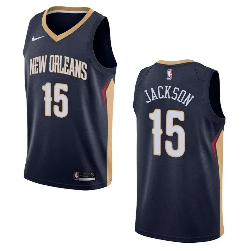Men's New Orleans Pelicans 15 Frank Jackson Icon Swingman Basketball Jersey - Navy - JS334 