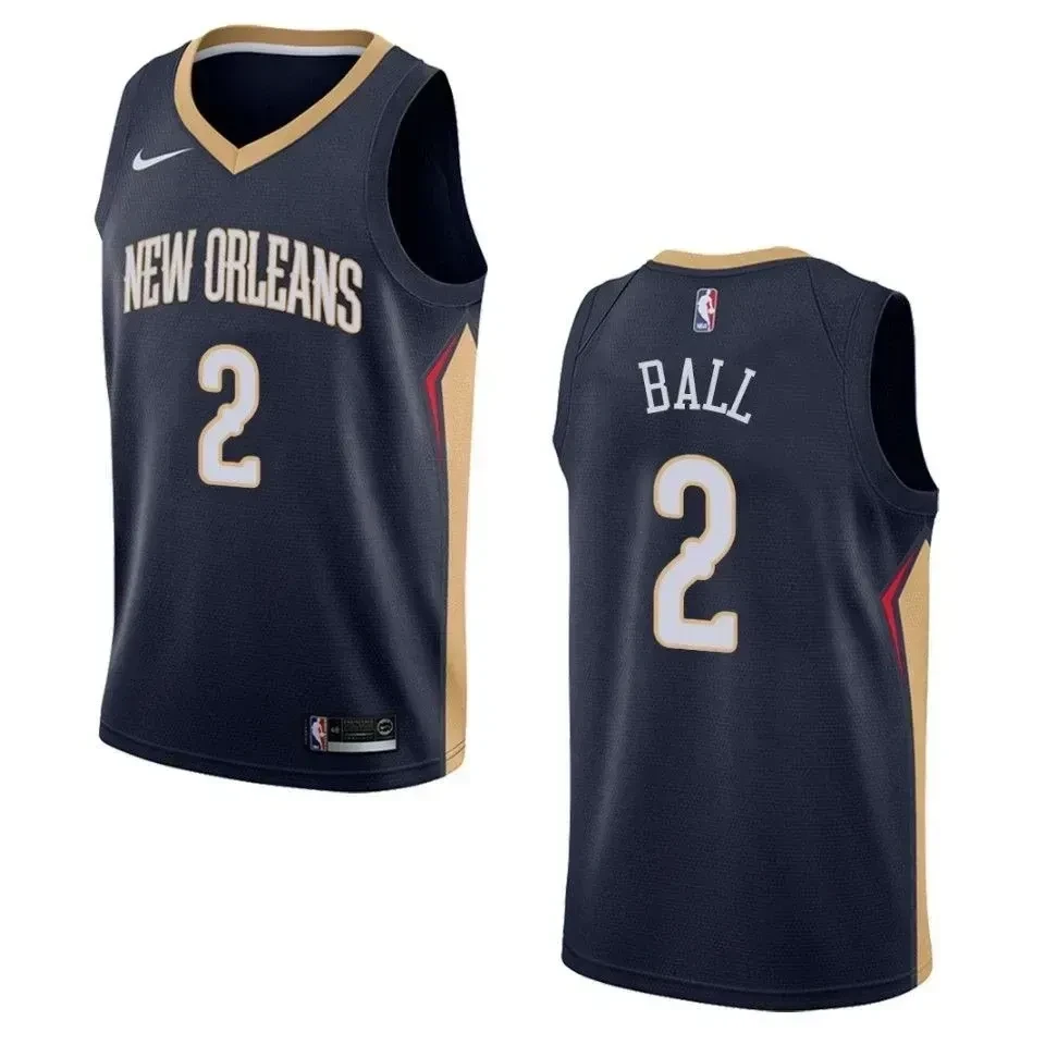 Men's New Orleans Pelicans 2 Lonzo Ball Icon Swingman Basketball Jersey - Navy - JS928 