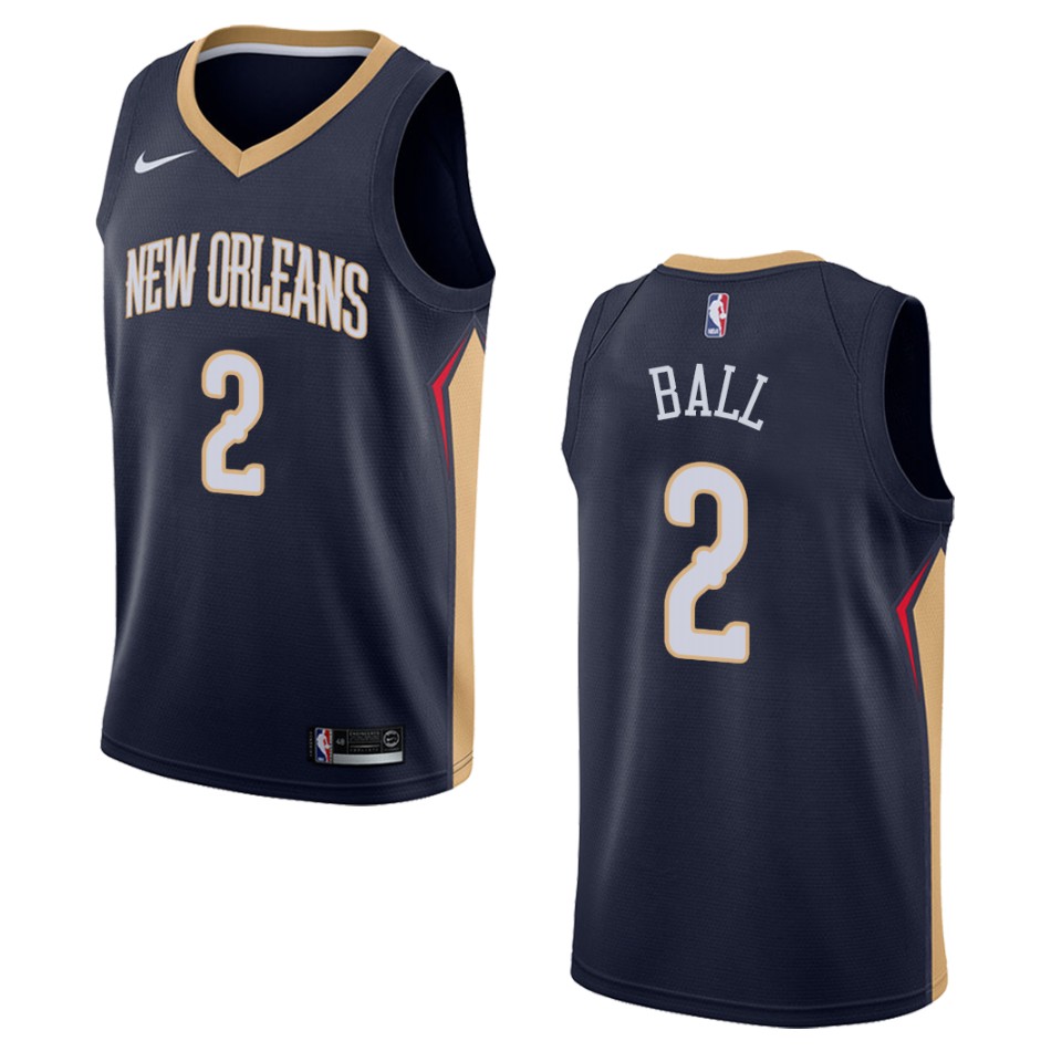Men's New Orleans Pelicans #2 Lonzo Ball Icon Swingman Basketball Jersey - Navy
