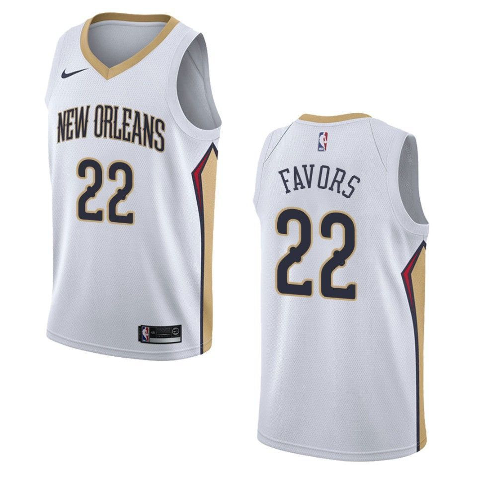Men's New Orleans Pelicans 22 Derrick Favors Association Swingman Basketball Jersey - White - JS691 