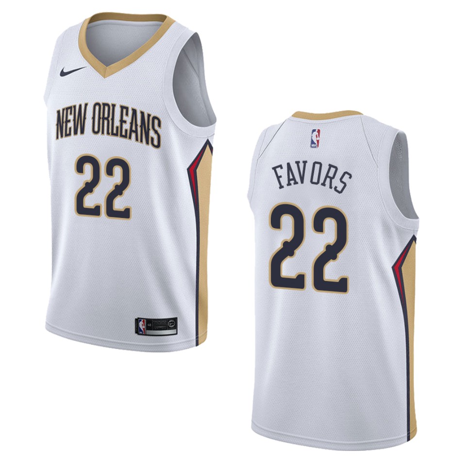 Men's New Orleans Pelicans #22 Derrick Favors Association Swingman Basketball Jersey - White