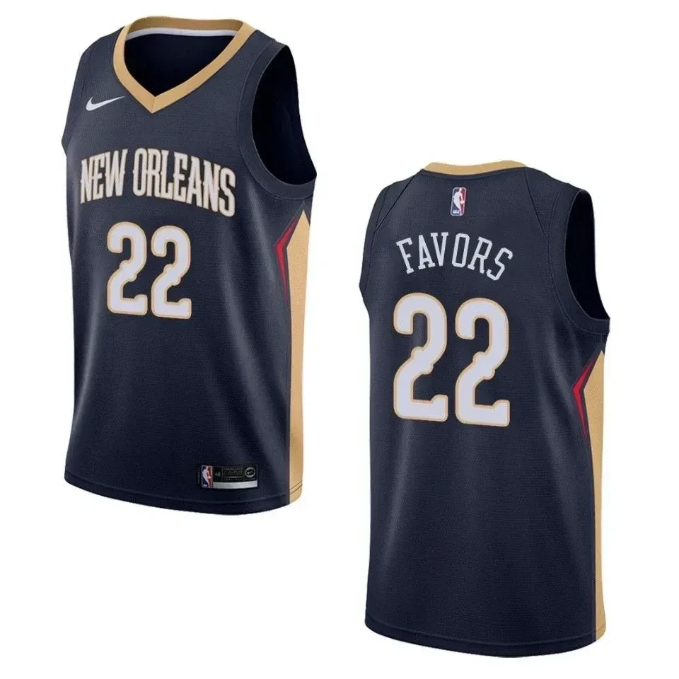 Men's New Orleans Pelicans 22 Derrick Favors Icon Swingman Basketball Jersey - Navy - JS148 