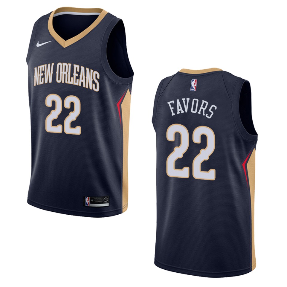Men's New Orleans Pelicans #22 Derrick Favors Icon Swingman Basketball Jersey - Navy