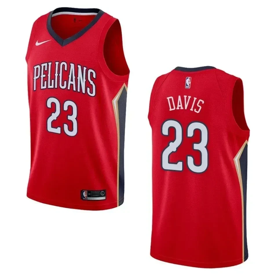 Men's New Orleans Pelicans 23 Anthony Davis Statement Swingman Basketball Jersey - Red - JS623 