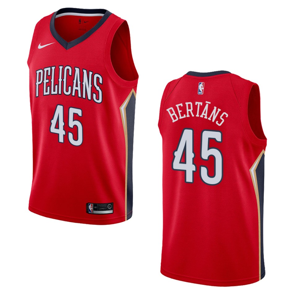 Men's New Orleans Pelicans #45 Dairis Bertans Statement Swingman Basketball Jersey - Red