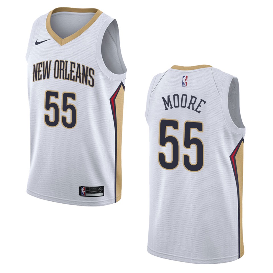 Men's New Orleans Pelicans #55 E'twaun Moore Association Swingman Basketball Jersey - White