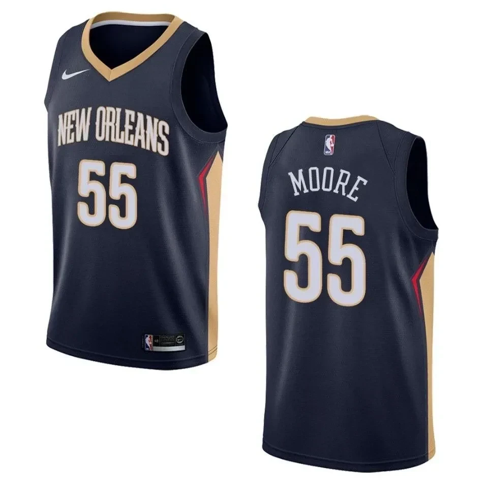 Men's New Orleans Pelicans 55 E'twaun Moore Icon Swingman Basketball Jersey - Navy - JS793 