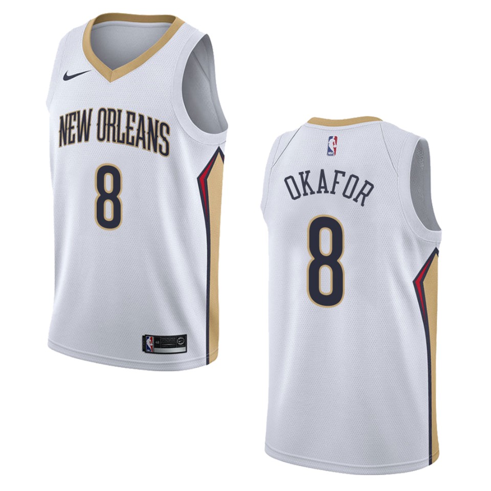 Men's New Orleans Pelicans #8 Jahlil Okafor Association Swingman Basketball Jersey - White