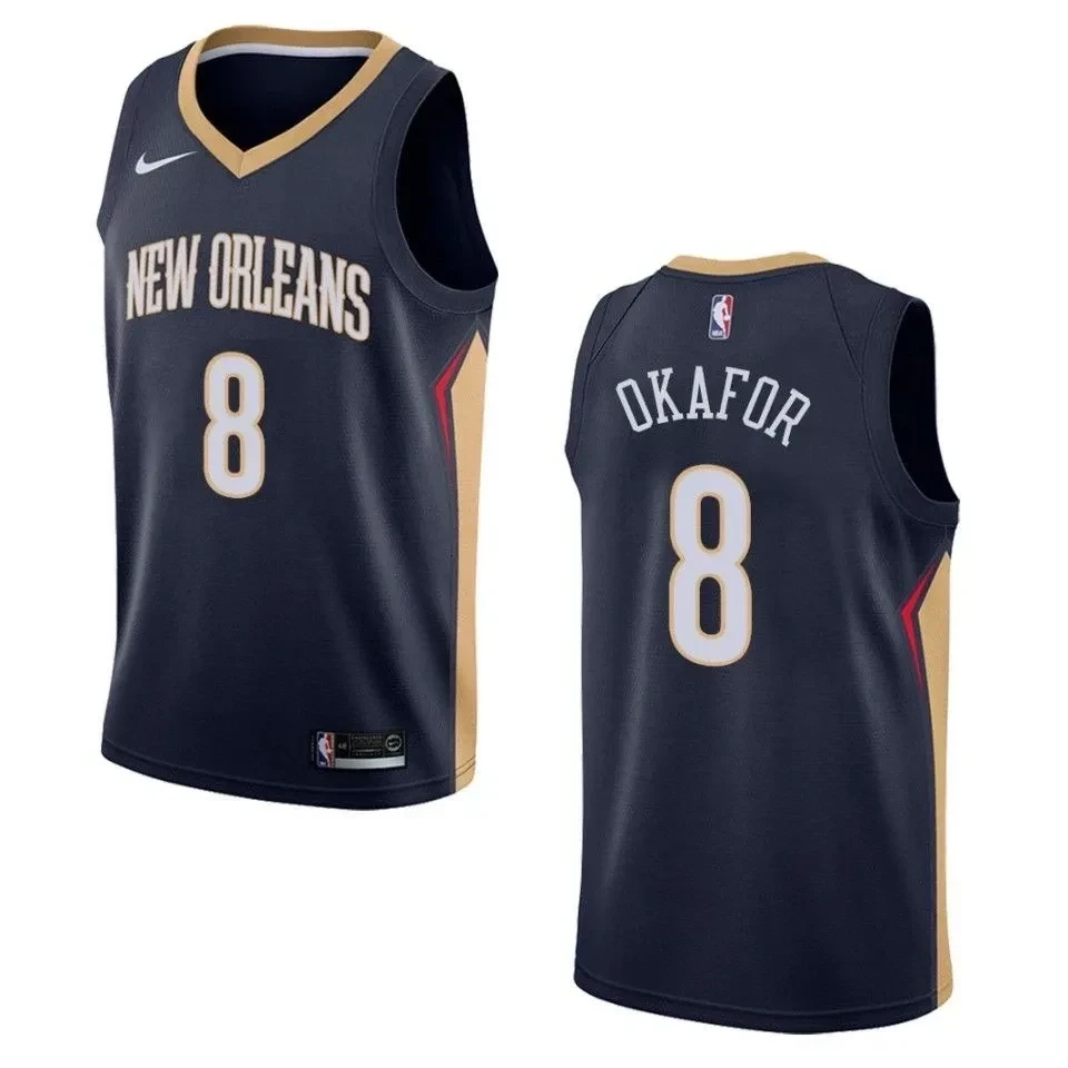Men's New Orleans Pelicans 8 Jahlil Okafor Icon Swingman Basketball Jersey - Navy - JS944 
