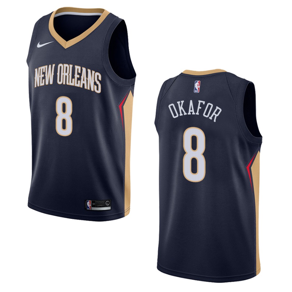 Men's New Orleans Pelicans #8 Jahlil Okafor Icon Swingman Basketball Jersey - Navy