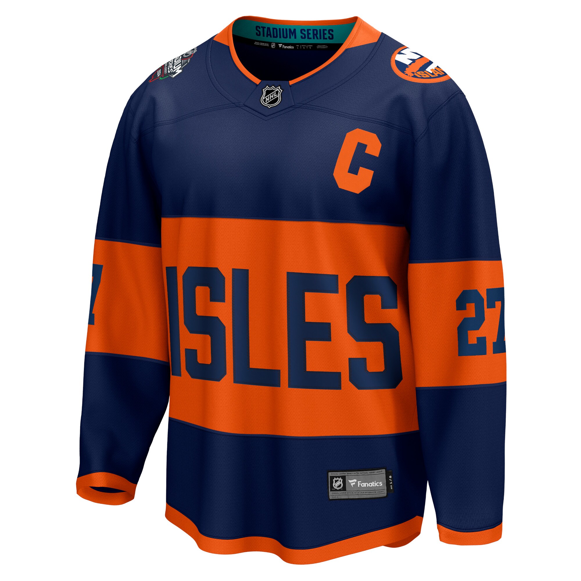 Alternative view of Men's New York Islanders Anders Lee Navy 2024 NHL Stadium Series Breakaway Player Hockey Jersey - JS749 