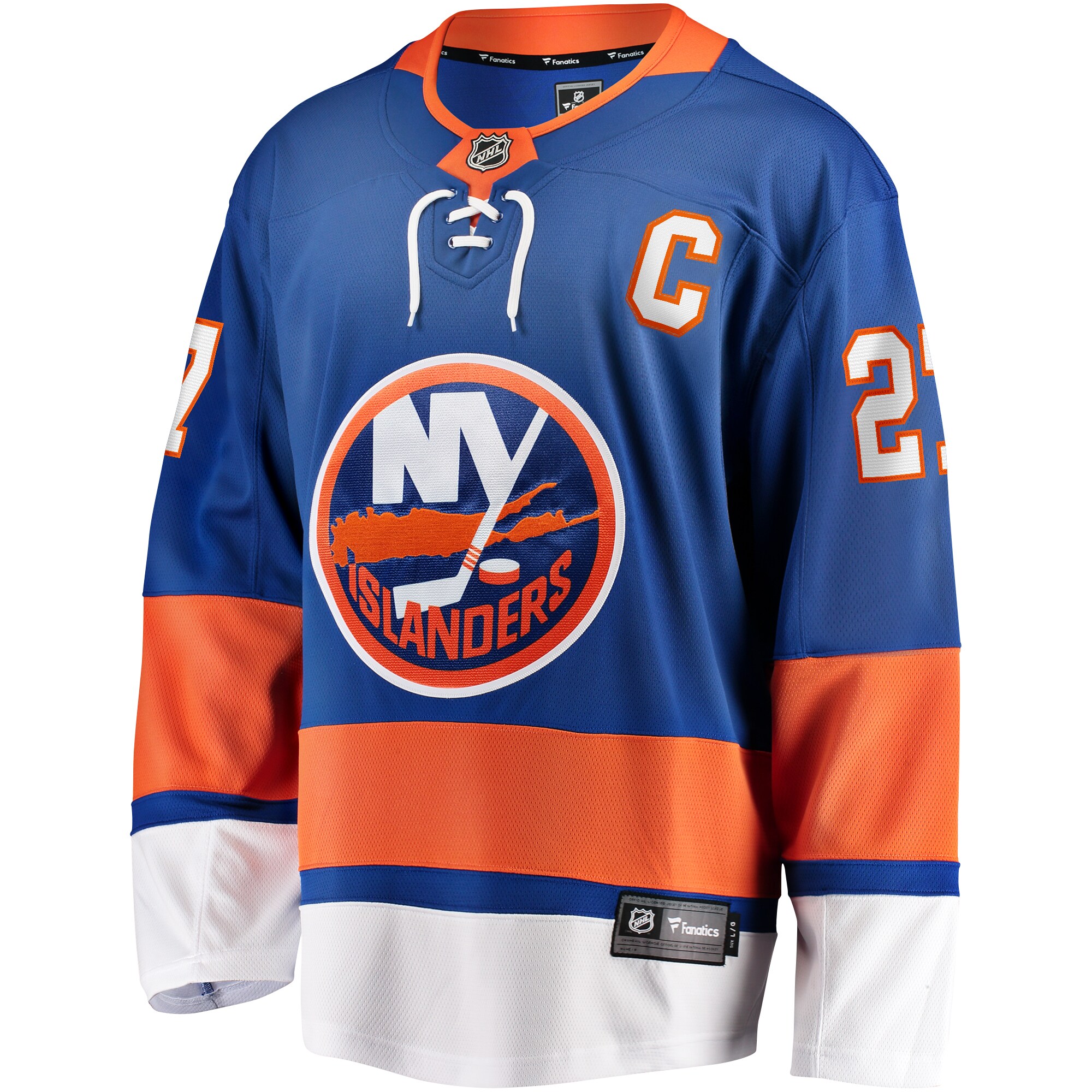 Alternative view of Men's New York Islanders Anders Lee Royal Home Captain Patch Breakaway Player Hockey Jersey - JS609 