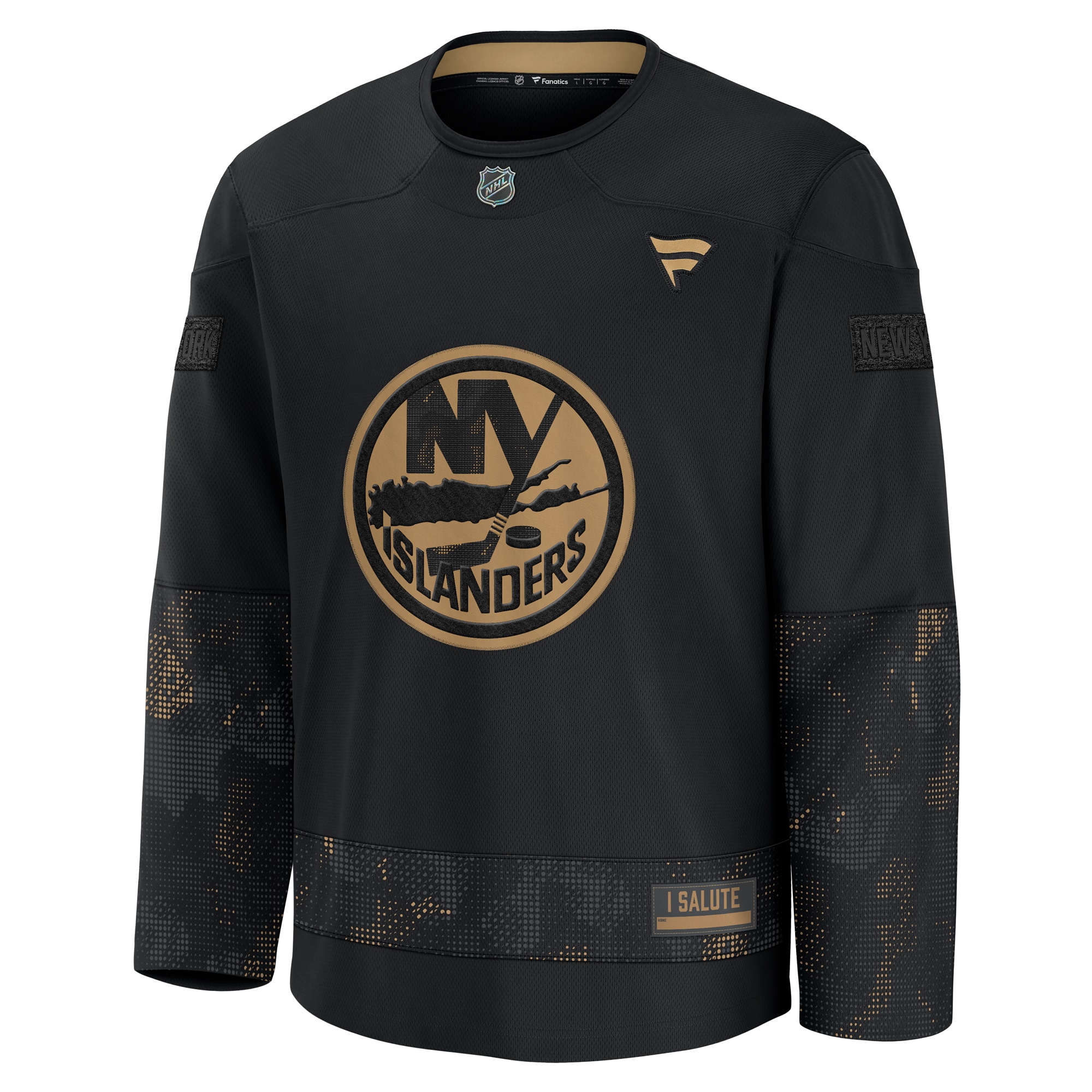 Alternative view of Men's New York Islanders Black 2024 Military Appreciation Practice Hockey Jersey - JS664 