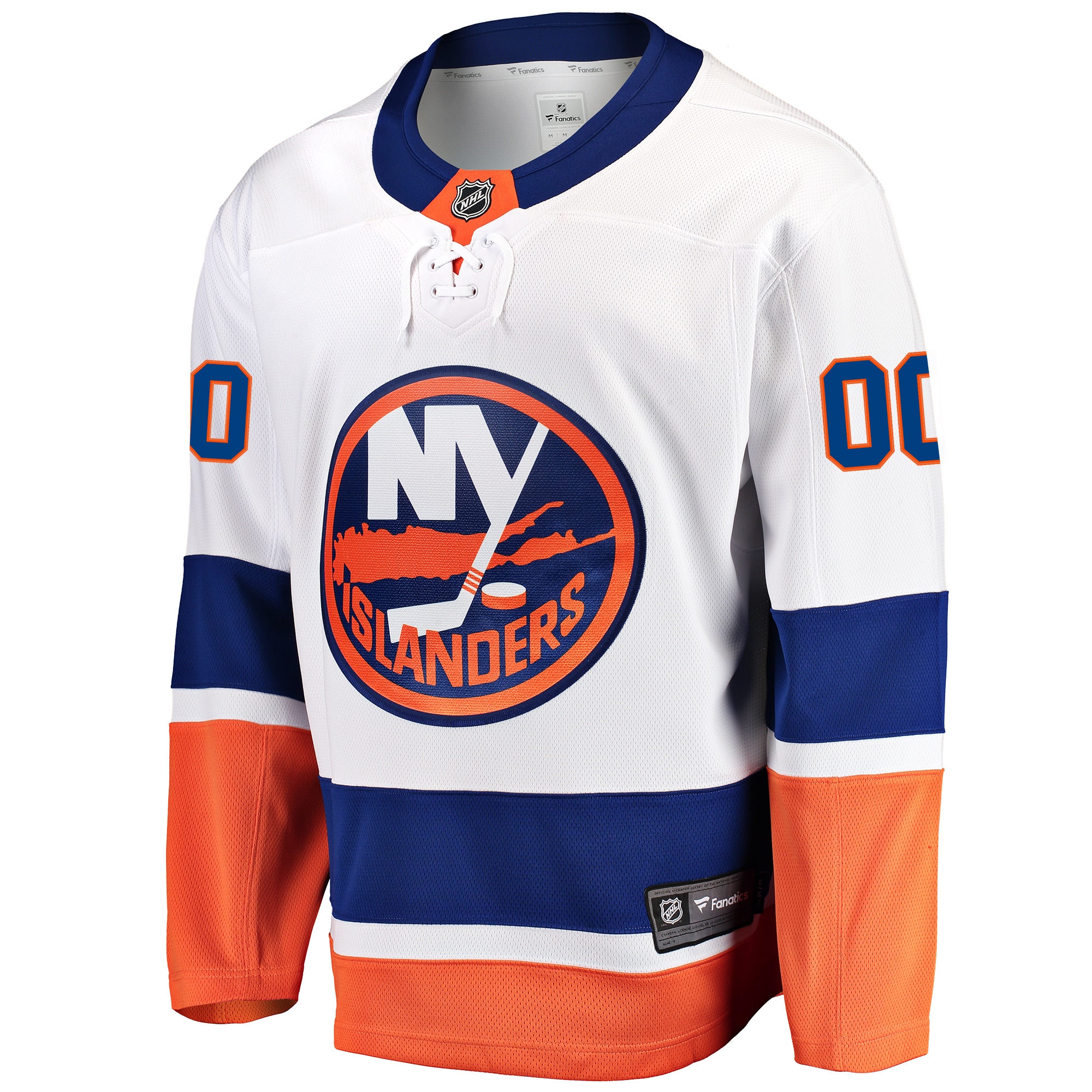 Alternative view of Men's New York Islanders White Away Breakaway Custom Hockey Jersey - JS455 