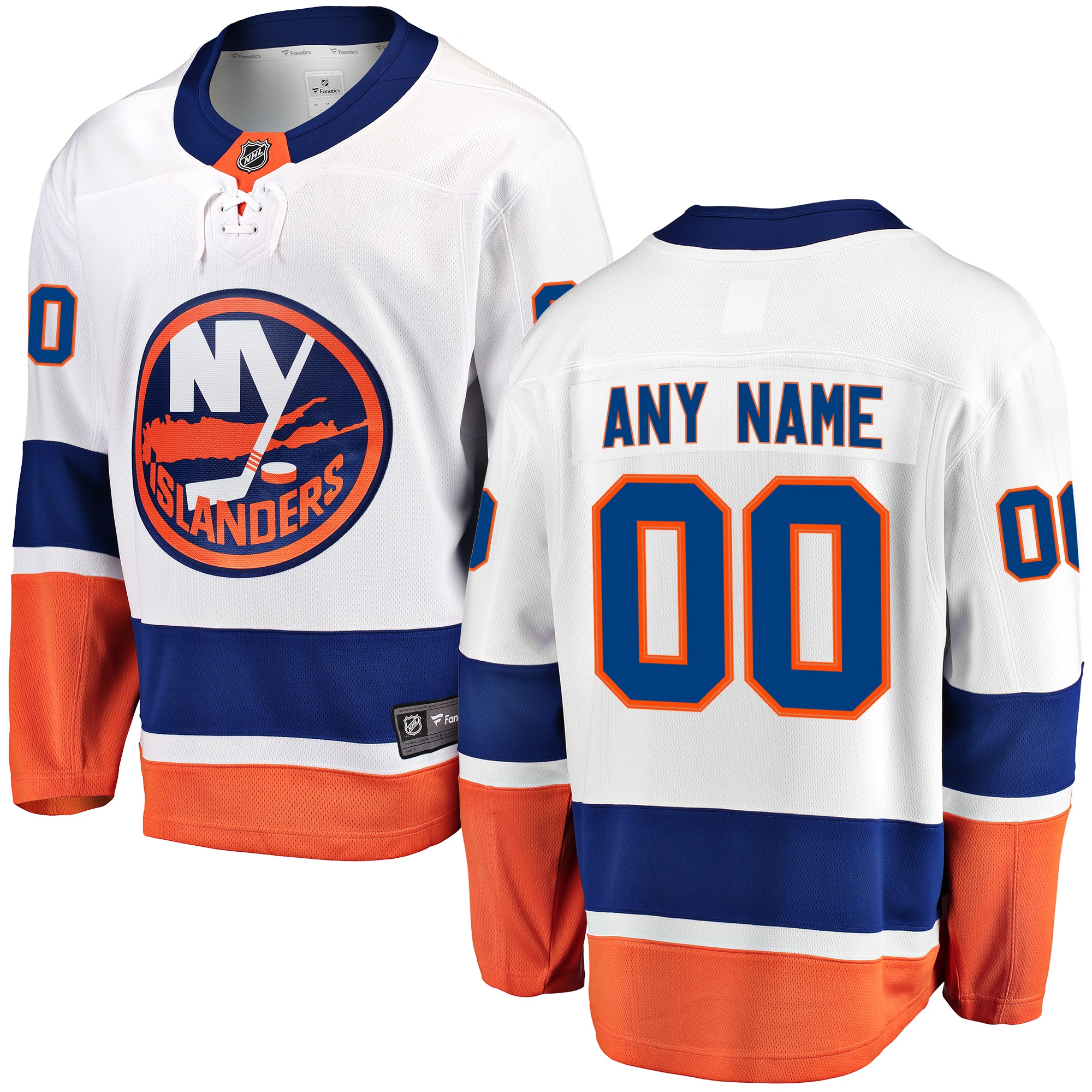 Men's New York Islanders White Away Breakaway Custom Hockey Jersey - JS794 