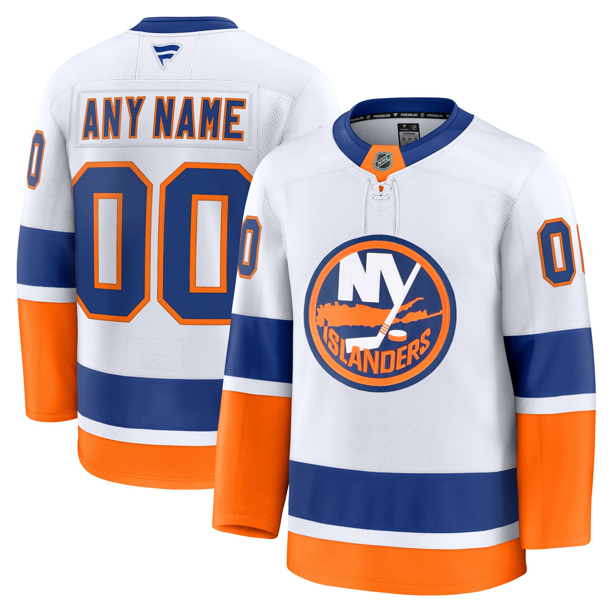 Men's New York Islanders White Away Premium Custom Hockey Jersey - JS472 