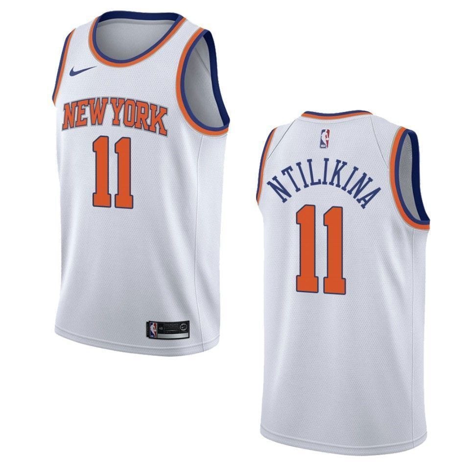 Men's New York Knicks 11 Frank Ntilikina Association Swingman Basketball Jersey - White - JS887 