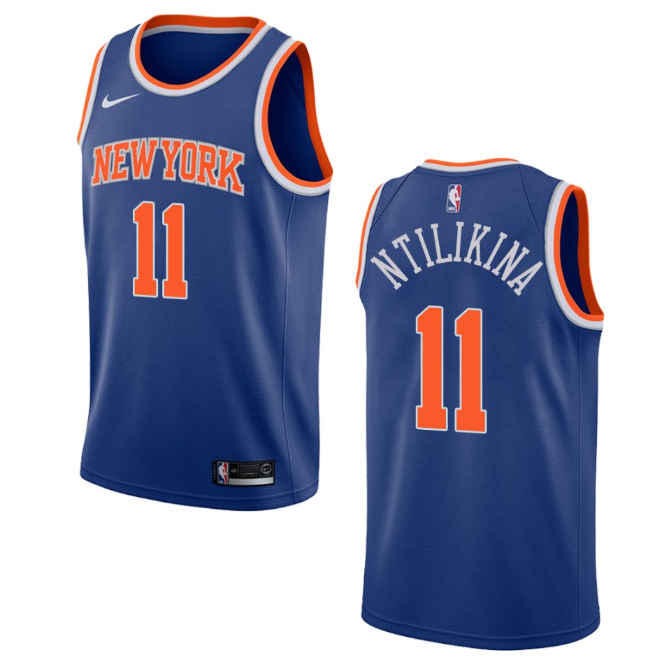 Men's New York Knicks #11 Frank Ntilikina Icon Swingman Basketball Jersey - Blue
