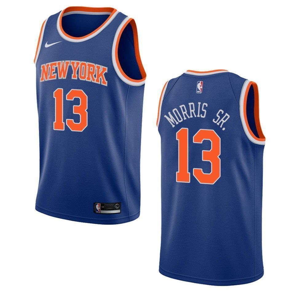 Men's New York Knicks 13 Marcus Morris Sr. Icon Swingman Basketball Jersey - Royal - JS568 
