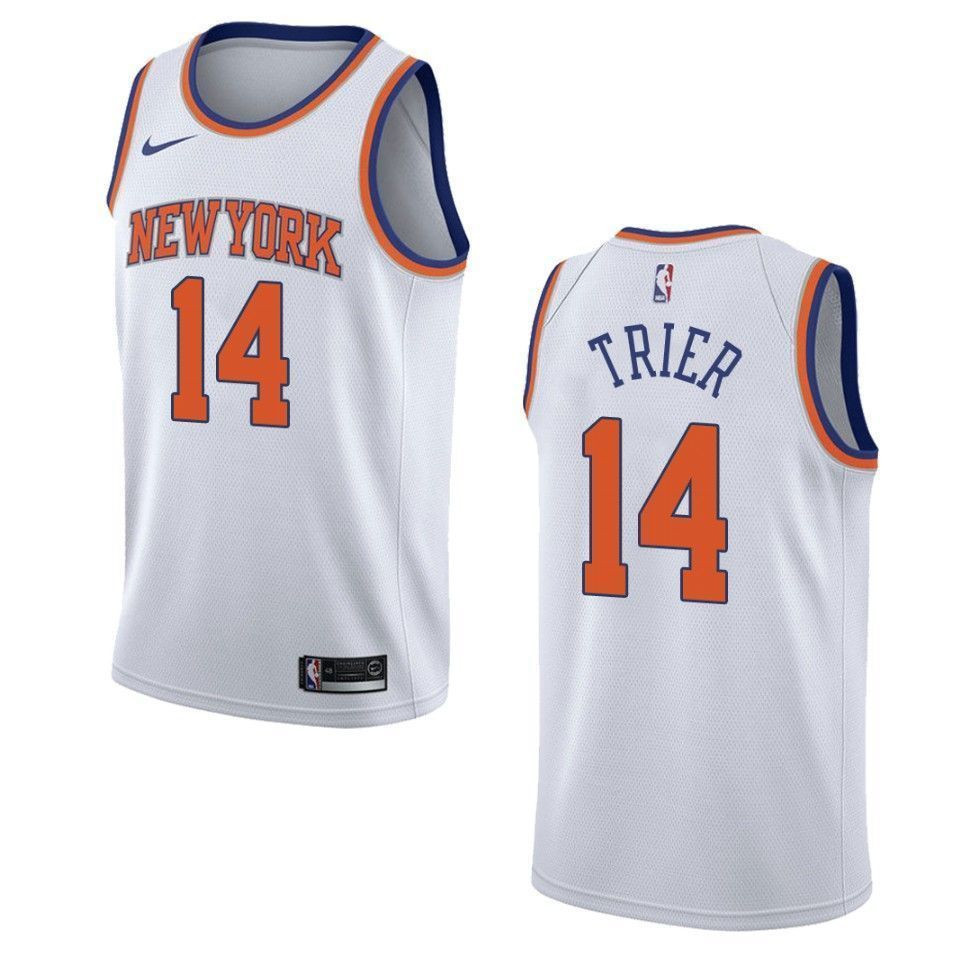 Men's New York Knicks 14 Allonzo Trier Association Swingman Basketball Jersey - White - JS307 