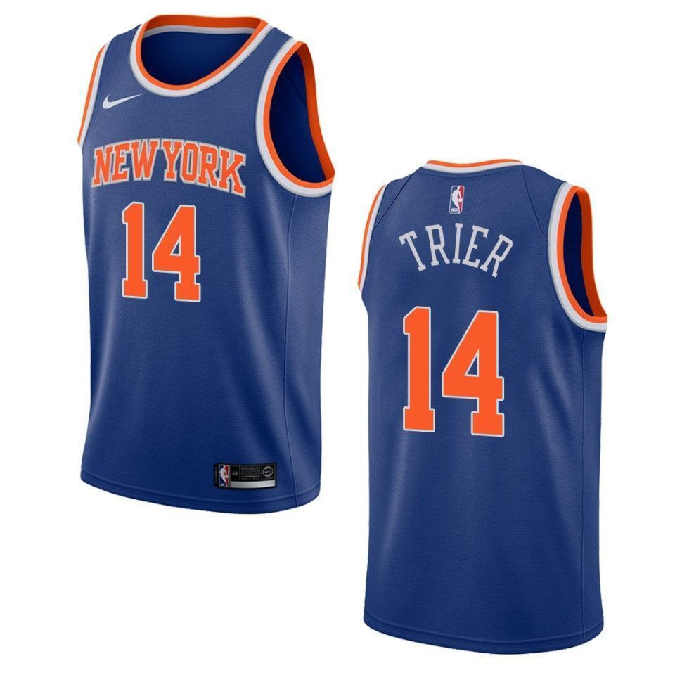 Men's New York Knicks 14 Allonzo Trier Icon Swingman Basketball Jersey - Blue - JS261 