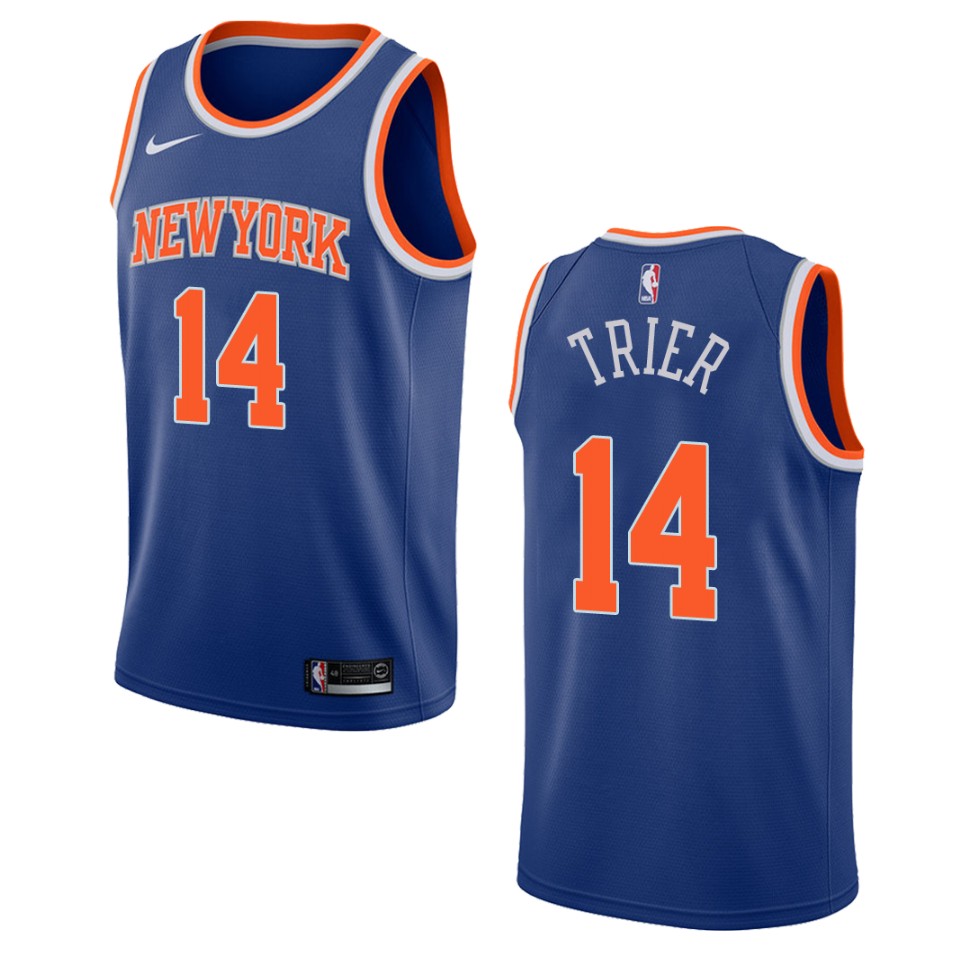 Men's New York Knicks #14 Allonzo Trier Icon Swingman Basketball Jersey - Blue