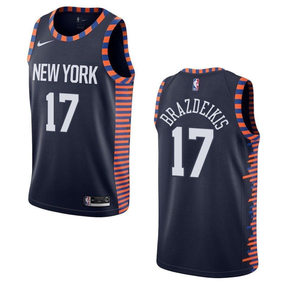 Men's New York Knicks 17 Iggy Brazdeikis City Swingman Basketball Jersey - Navy - JS967 