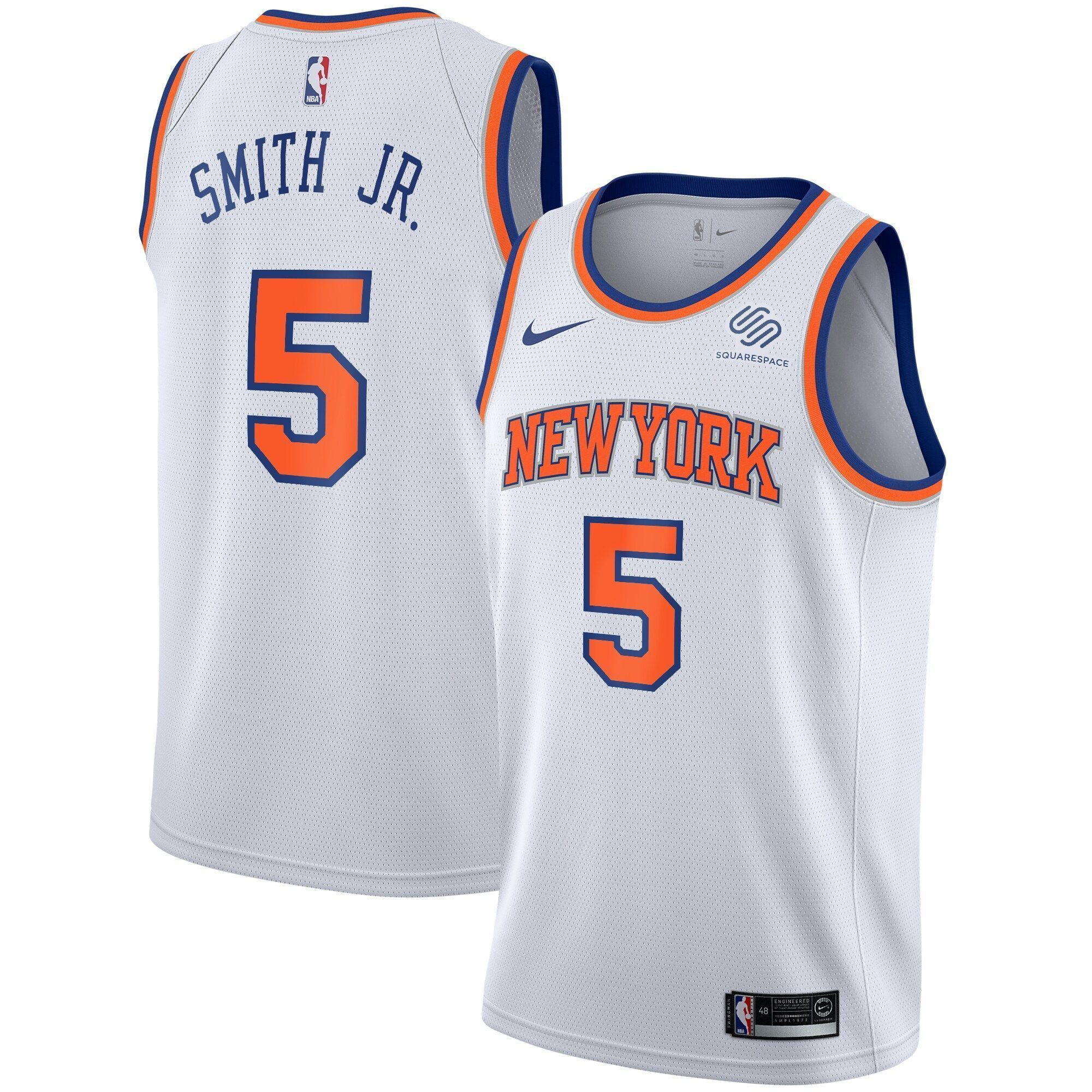 Men's New York Knicks 5 Dennis Smith Jr. Association Swingman Basketball Jersey - White - JS802 
