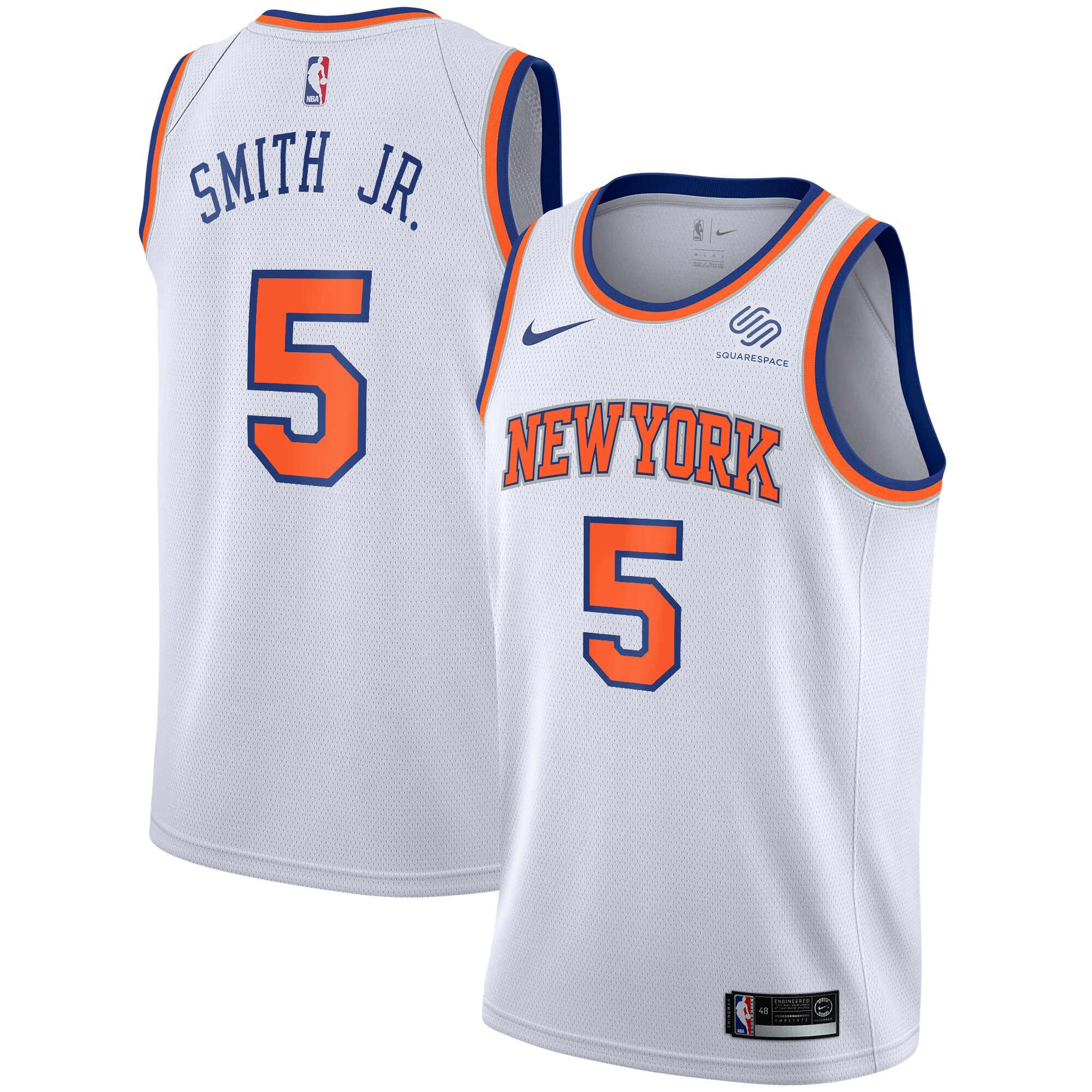 Men's New York Knicks #5 Dennis Smith Jr. Association Swingman Basketball Jersey - White