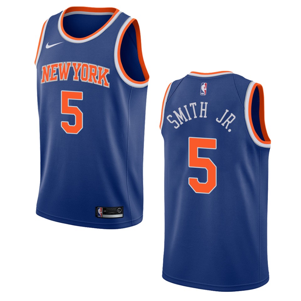 Men's New York Knicks #5 Dennis Smith Jr. Icon Swingman Basketball Jersey - Blue