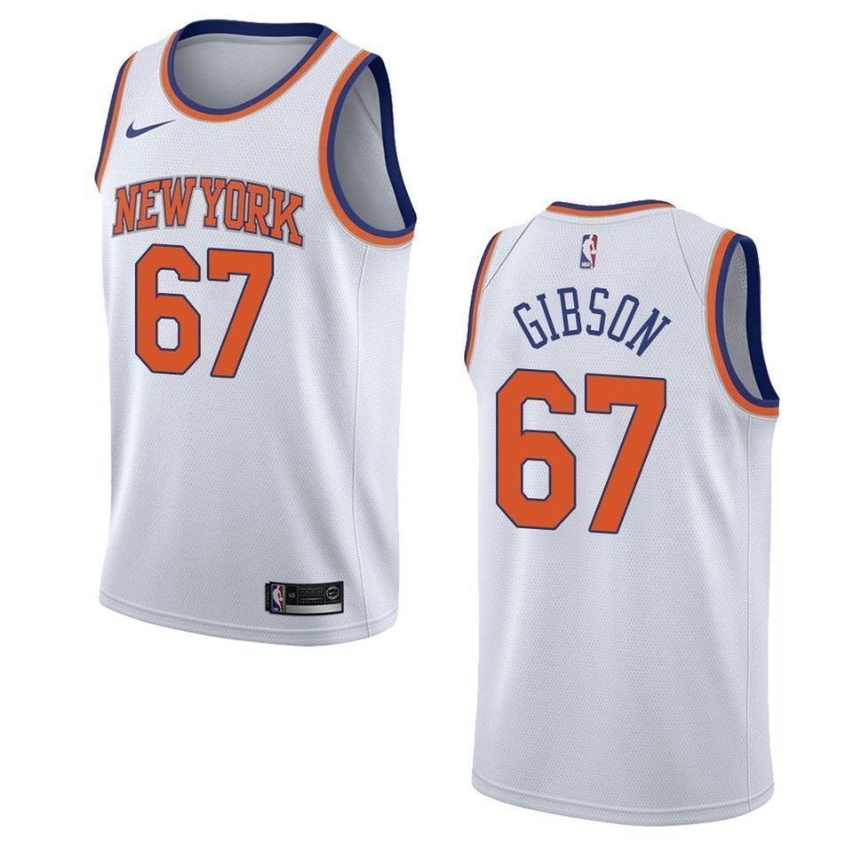 Men's New York Knicks 67 Taj Gibson Association Swingman Basketball Jersey - White - JS570 