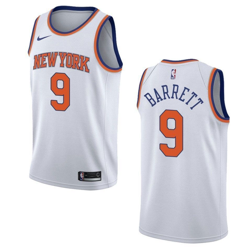 Men's New York Knicks 9 R.j. Barrett Association Swingman Basketball Jersey - White - JS420 