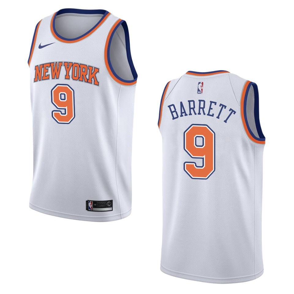 Men's New York Knicks #9 R.j. Barrett Statement Swingman Basketball Jersey - White