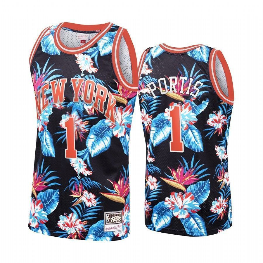 Men's New York Knicks Bobby Portis 1 Floral Fashion Basketball Jersey - JS252 