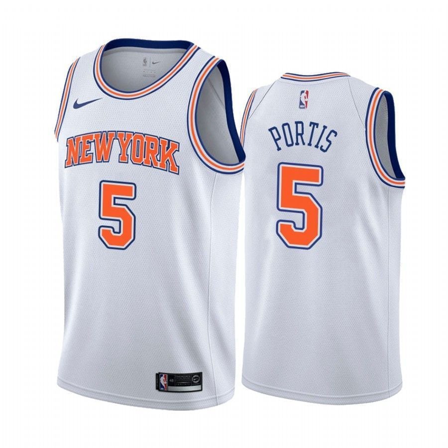 Men's New York Knicks Bobby Portis 1 Statet Basketball Jersey - JS802 