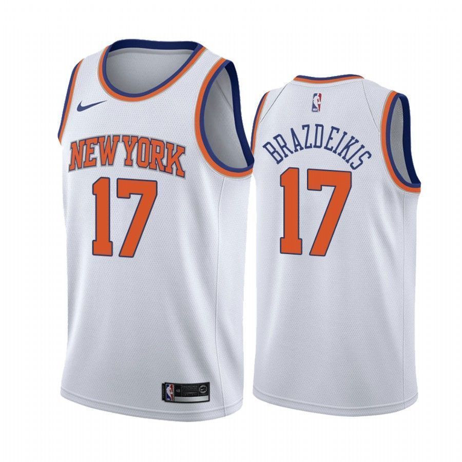 Men's New York Knicks Ignas Brazdeikis 17 Association Basketball Jersey - JS862 