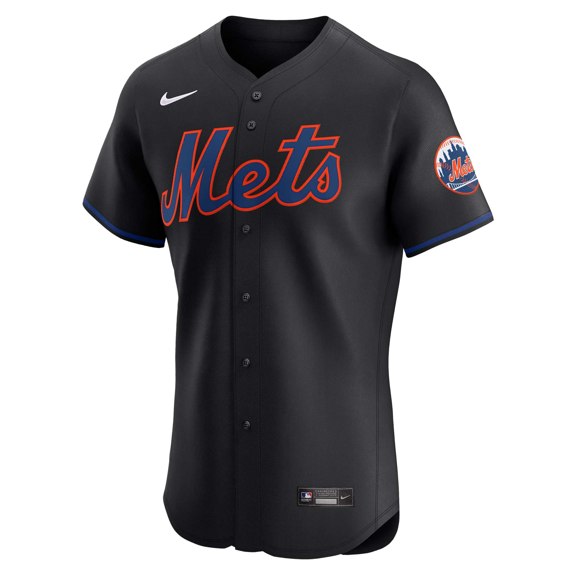 Alternative view of Men's New York Mets Black Alternate Vapor Premier Elite Patch Baseball Jersey 