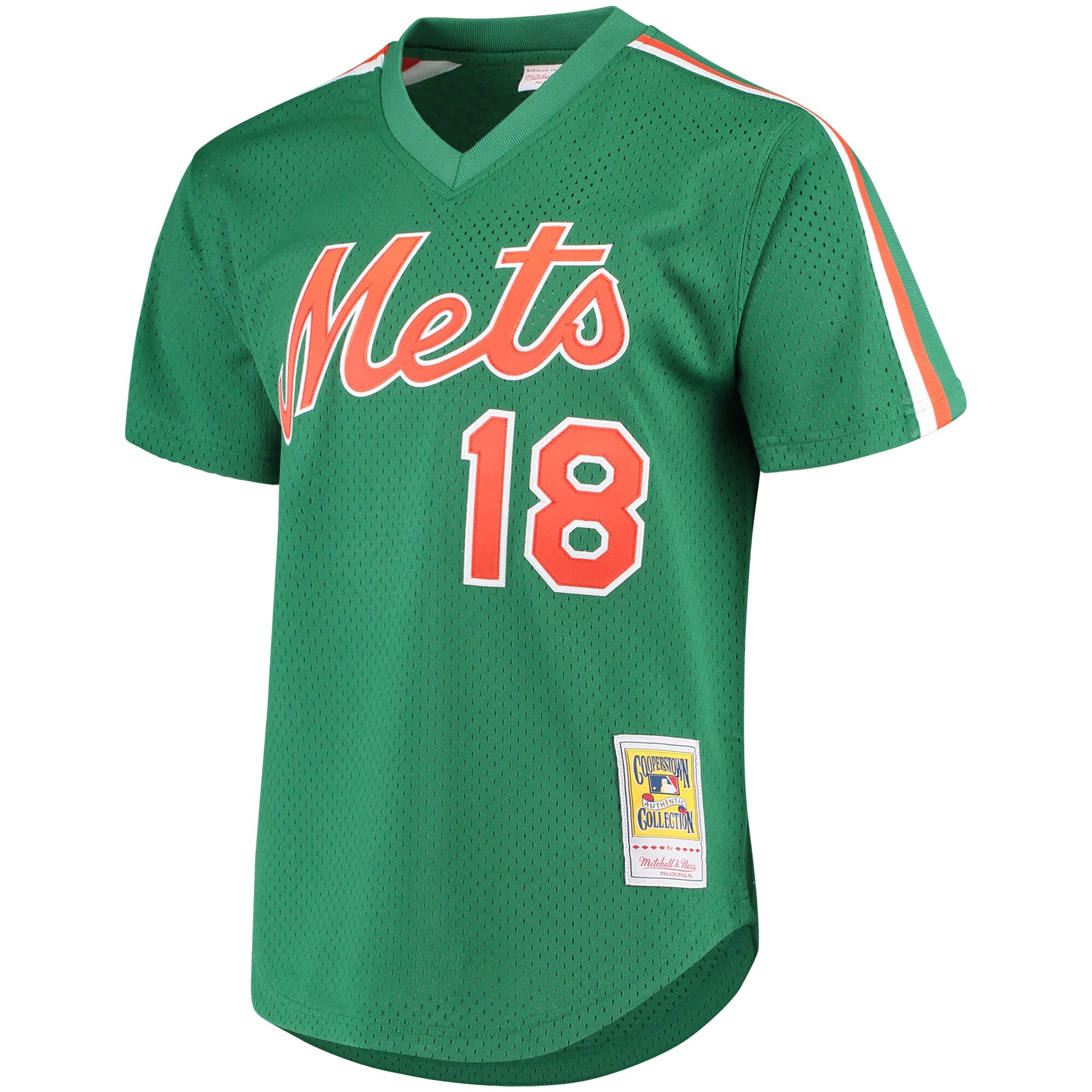 Alternative view of Men's New York Mets Darryl Strawberry Mitchell & Ness Green Cooperstown Mesh Batting Practice Baseball Jersey 