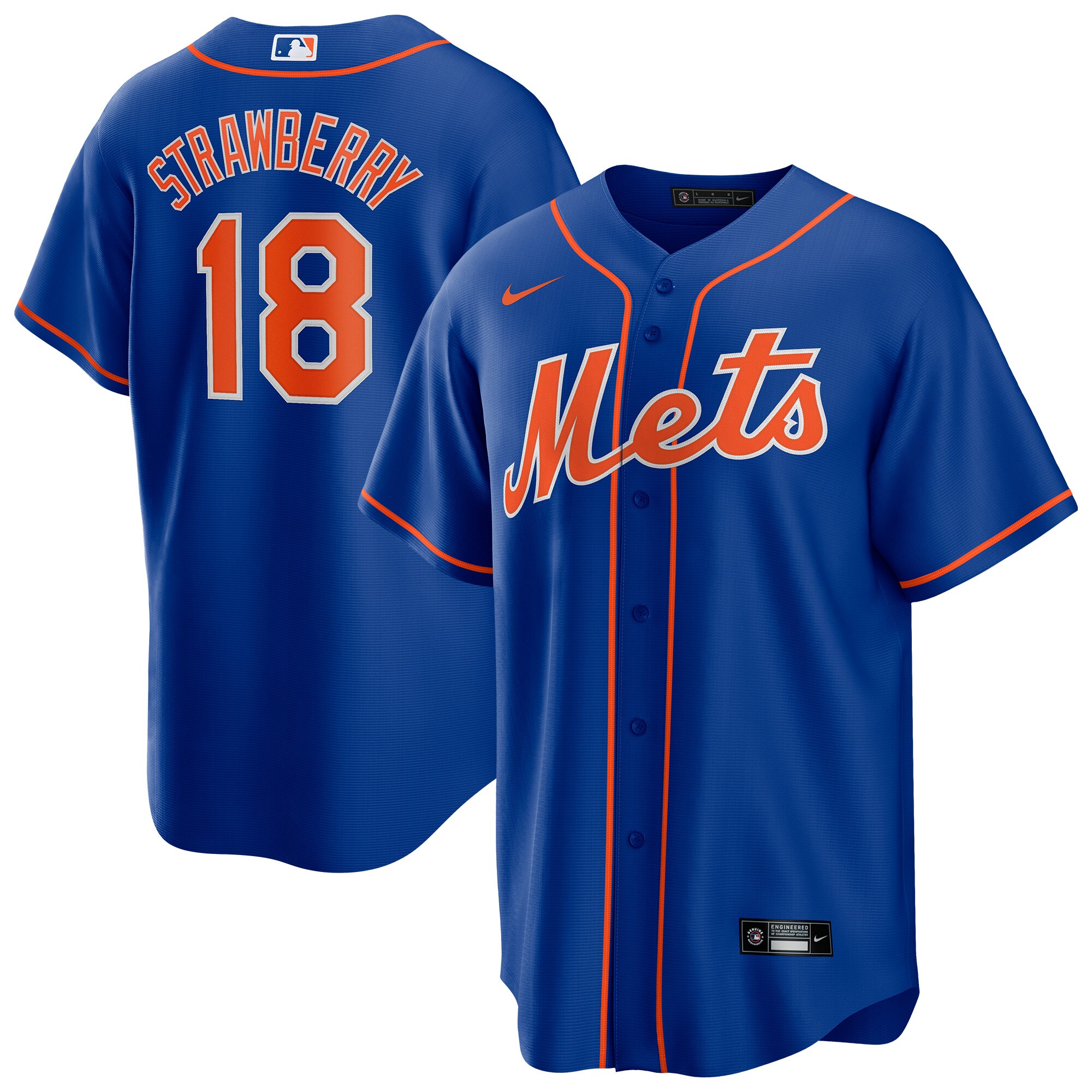 Men's New York Mets Darryl Strawberry Royal Alternate Player Baseball Jersey 