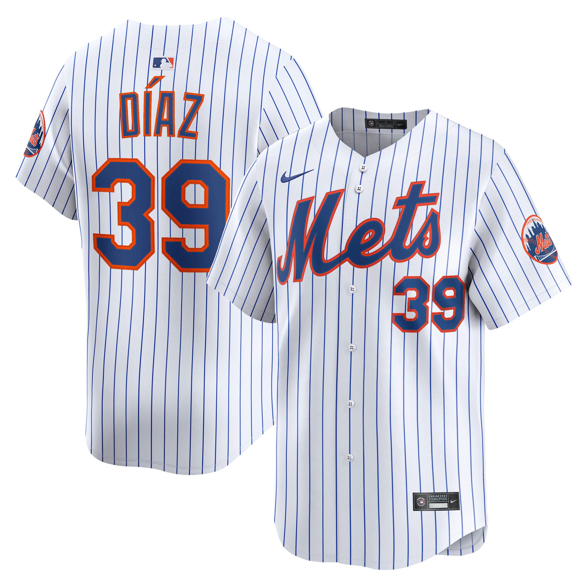 Men's New York Mets Edwin Diaz White Home Limited Player Baseball Jersey 