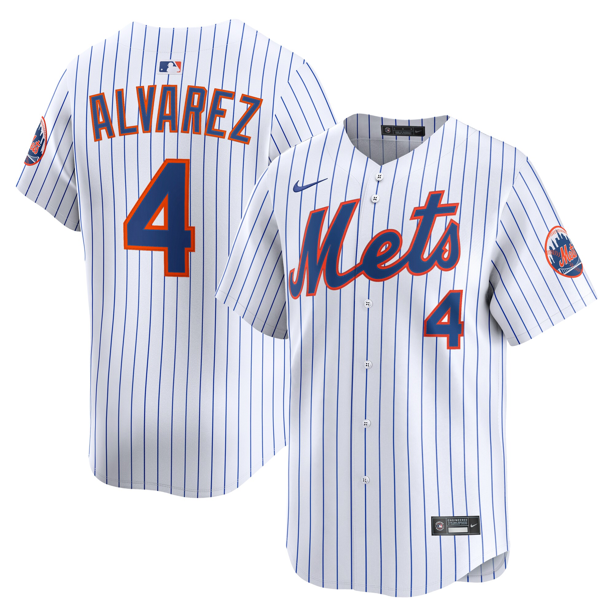 Men's New York Mets Francisco Alvarez White Home Limited Player Baseball Jersey 