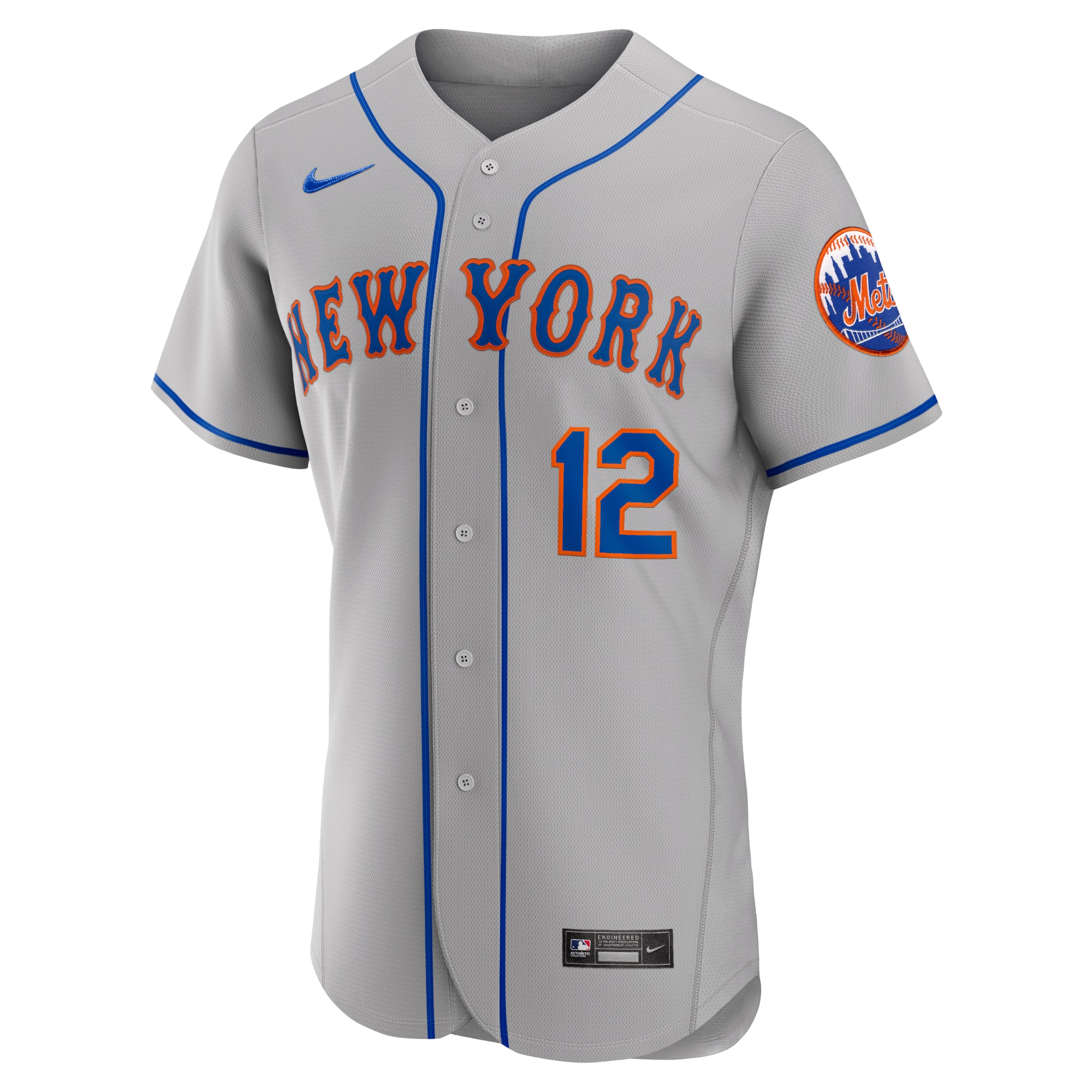 Alternative view of Men's New York Mets Francisco Lindor Gray Road Player Baseball Jersey 
