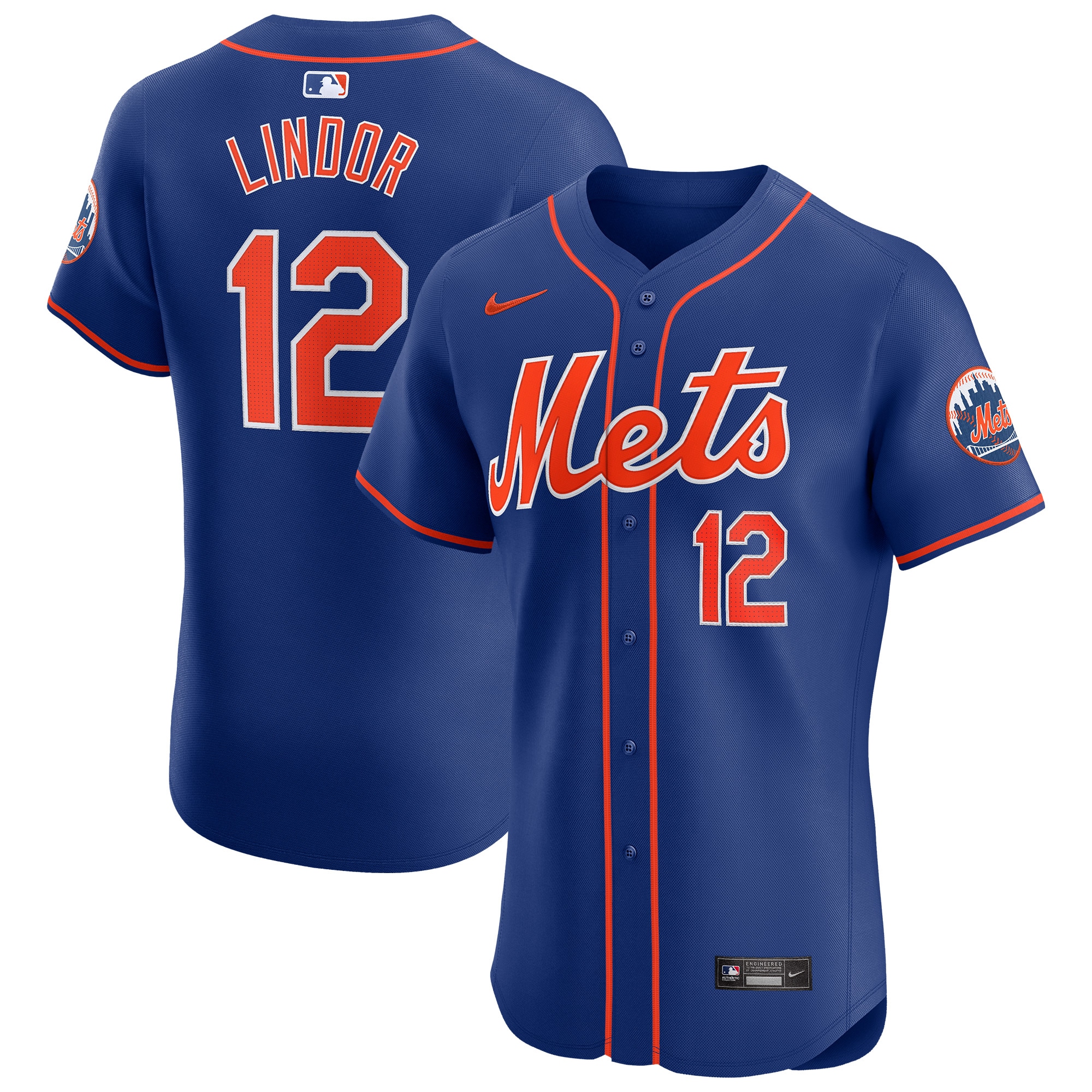 Men's New York Mets Francisco Lindor Royal Alternate Elite Player Baseball Jersey 