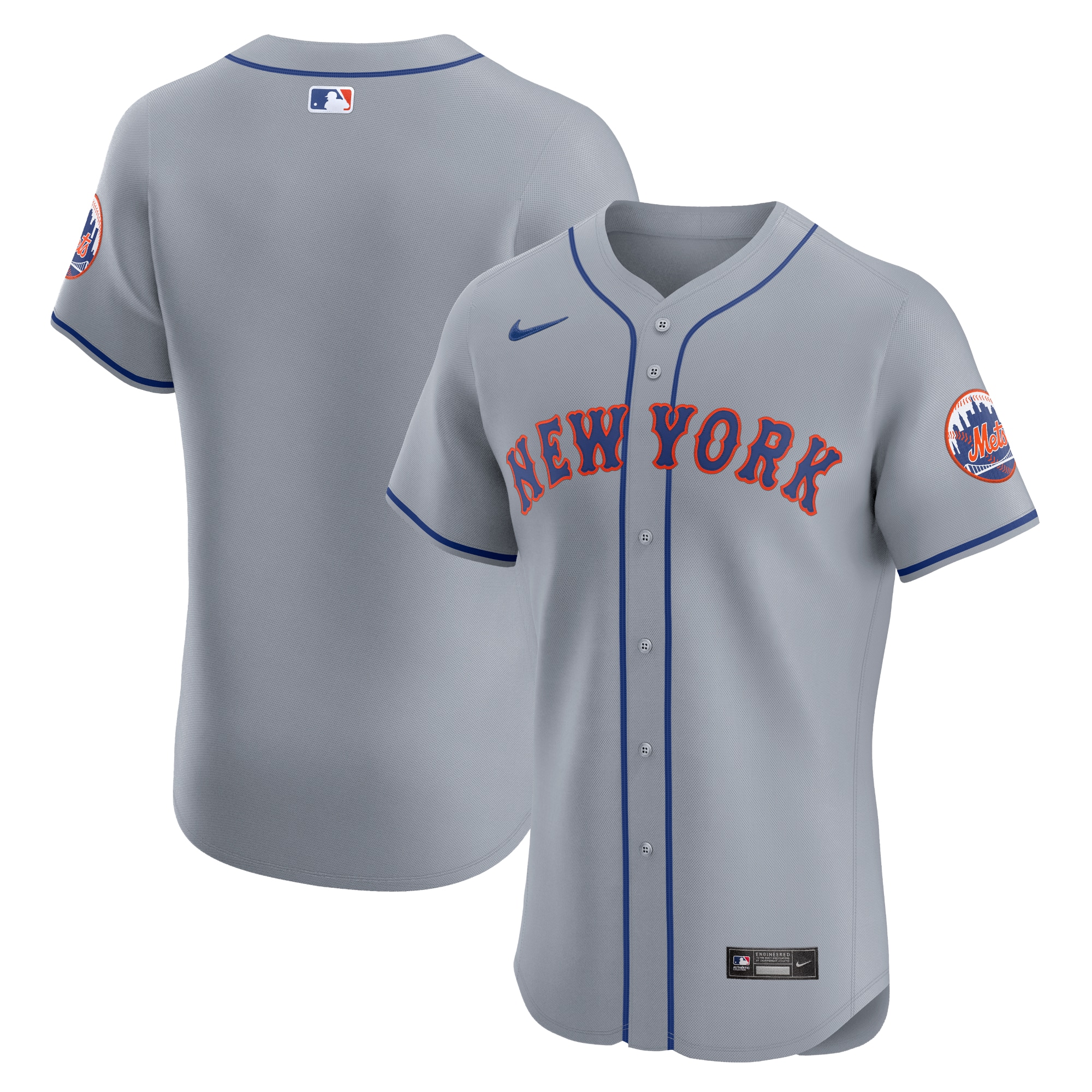 Men's New York Mets Gray Road Vapor Premier Elite Patch Baseball Jersey 
