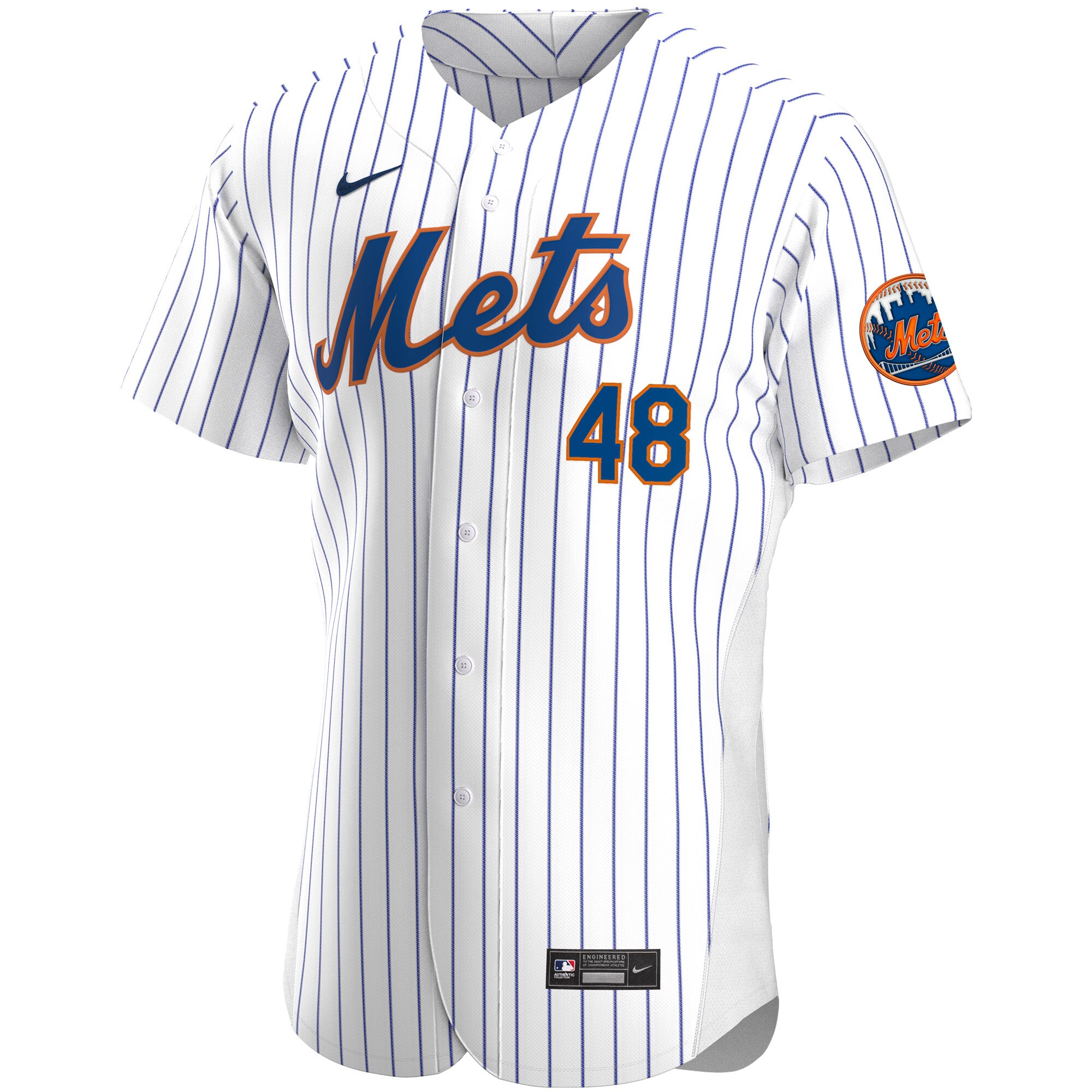 Alternative view of Men's New York Mets Jacob deGrom White Home Player Baseball Jersey 