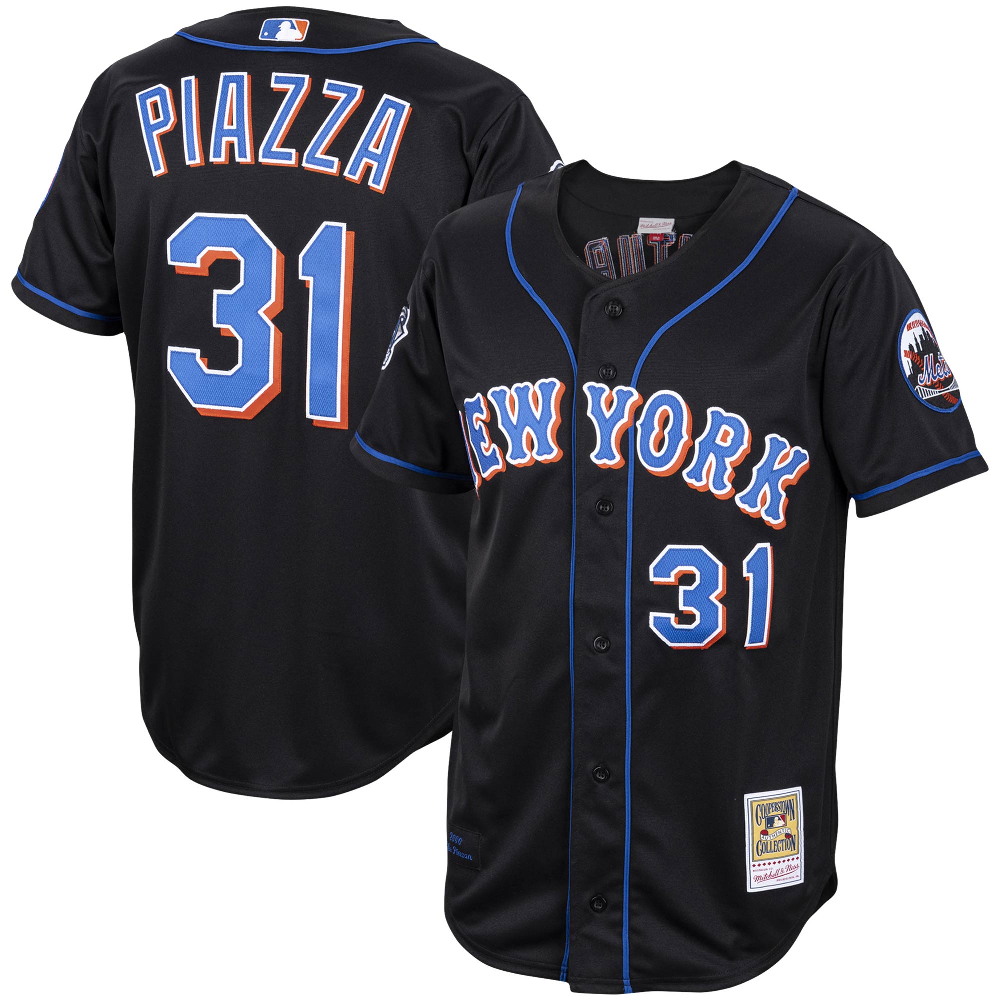 Men's New York Mets Mike Piazza Mitchell & Ness Black Alternate 2000 Cooperstown Collection Baseball Jersey 