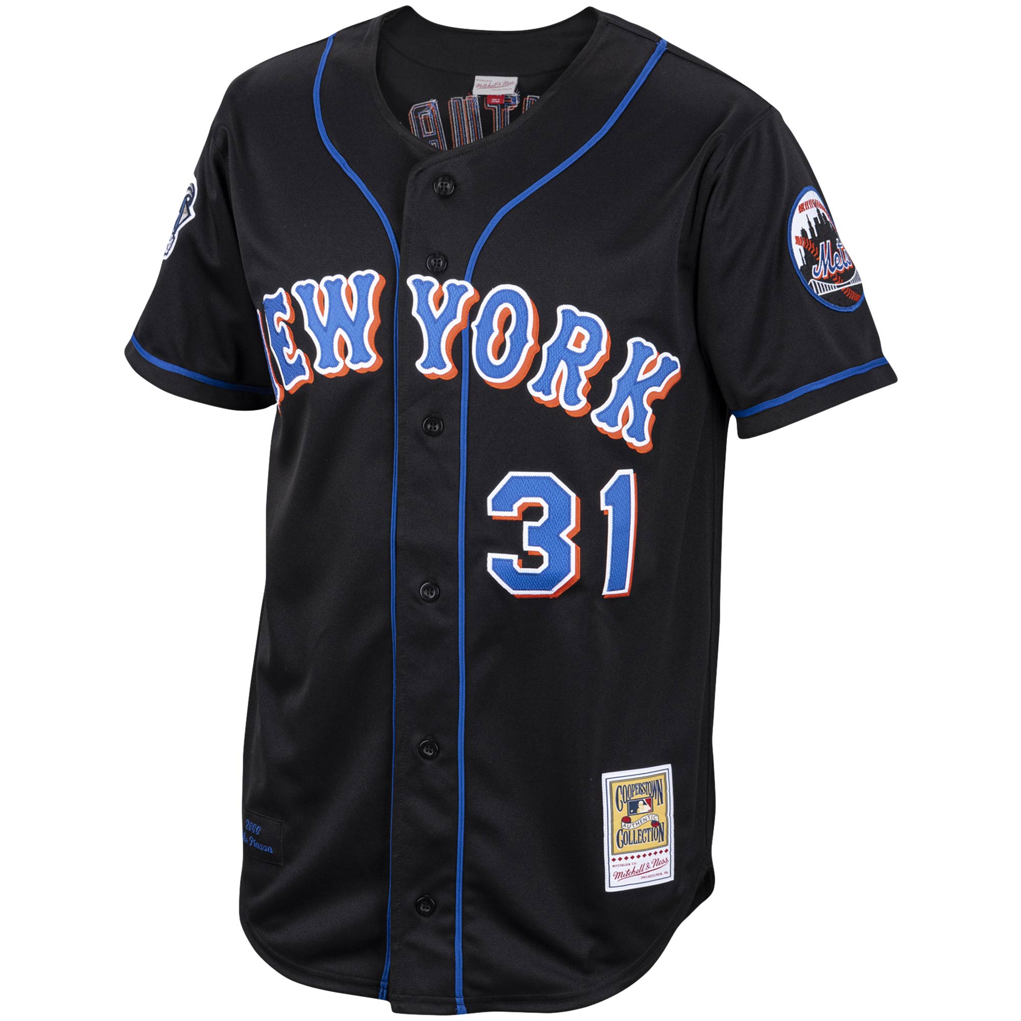 Alternative view of Men's New York Mets Mike Piazza Mitchell & Ness Black Alternate 2000 Cooperstown Collection Baseball Jersey 