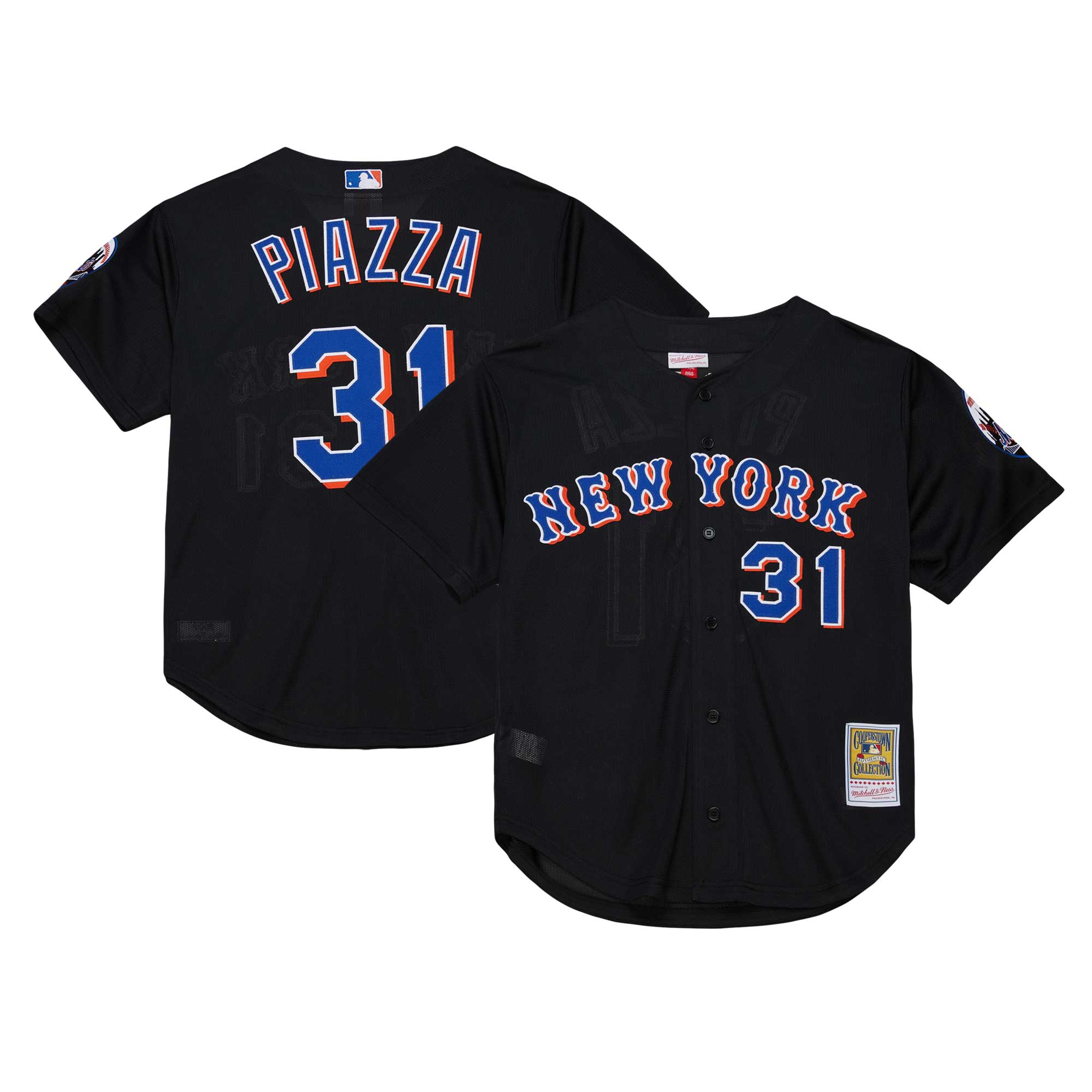 Men's New York Mets Mike Piazza Mitchell & Ness Black Cooperstown Collection 2000 Batting Practice Baseball Jersey 