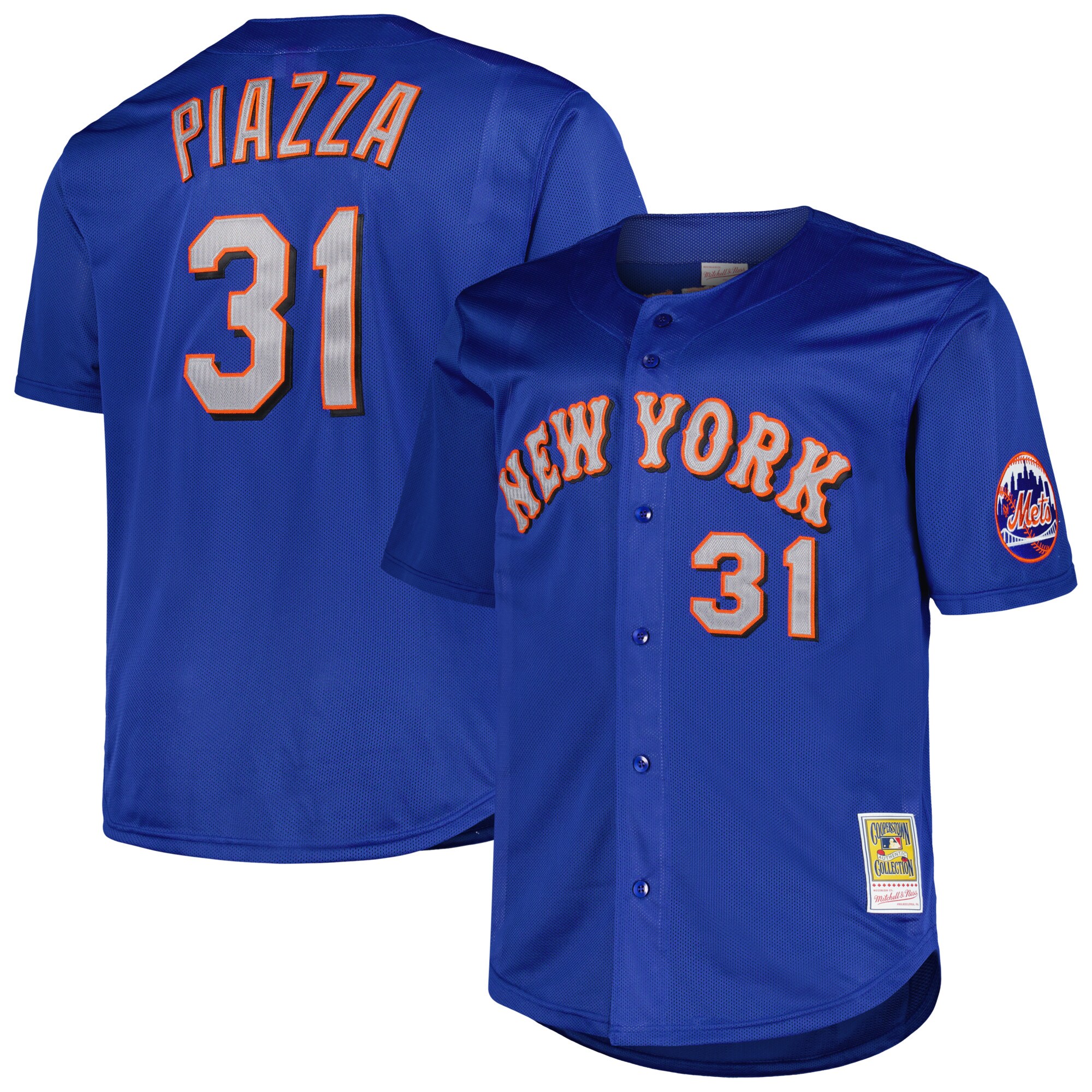 Men's New York Mets Mike Piazza Mitchell & Ness Royal Big & Tall Cooperstown Collection Mesh Batting Practice Baseball Jersey 